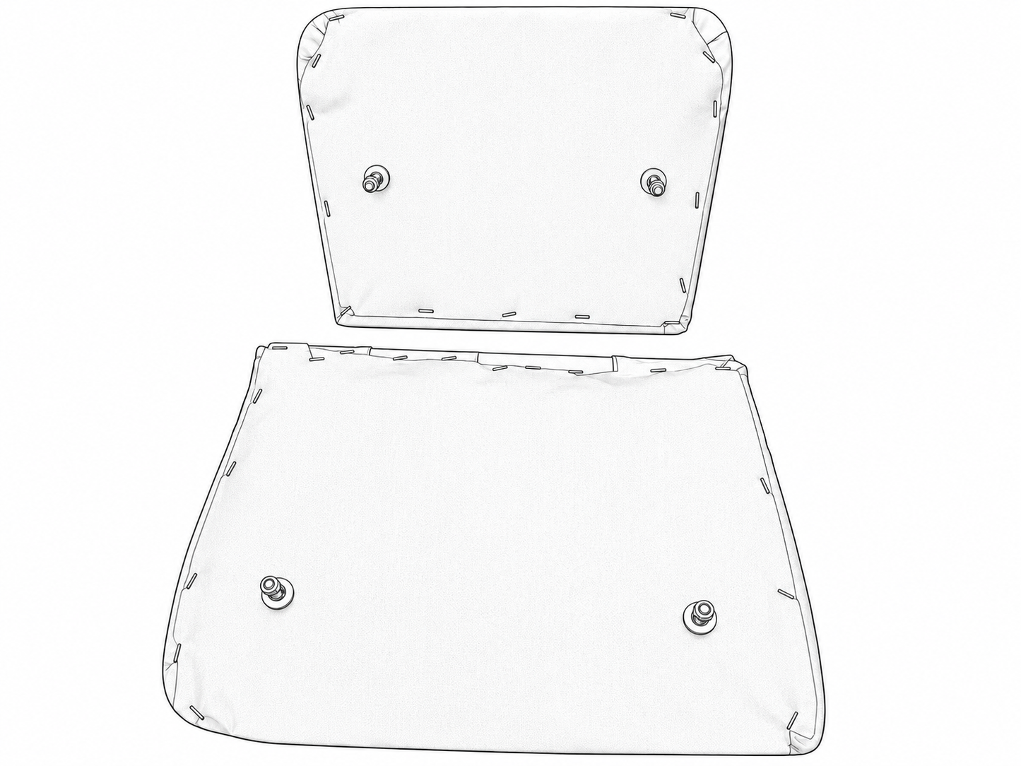 Technical drawing of motorcycle sidecar bottom seat and backrest mounting panels showing installation bolts