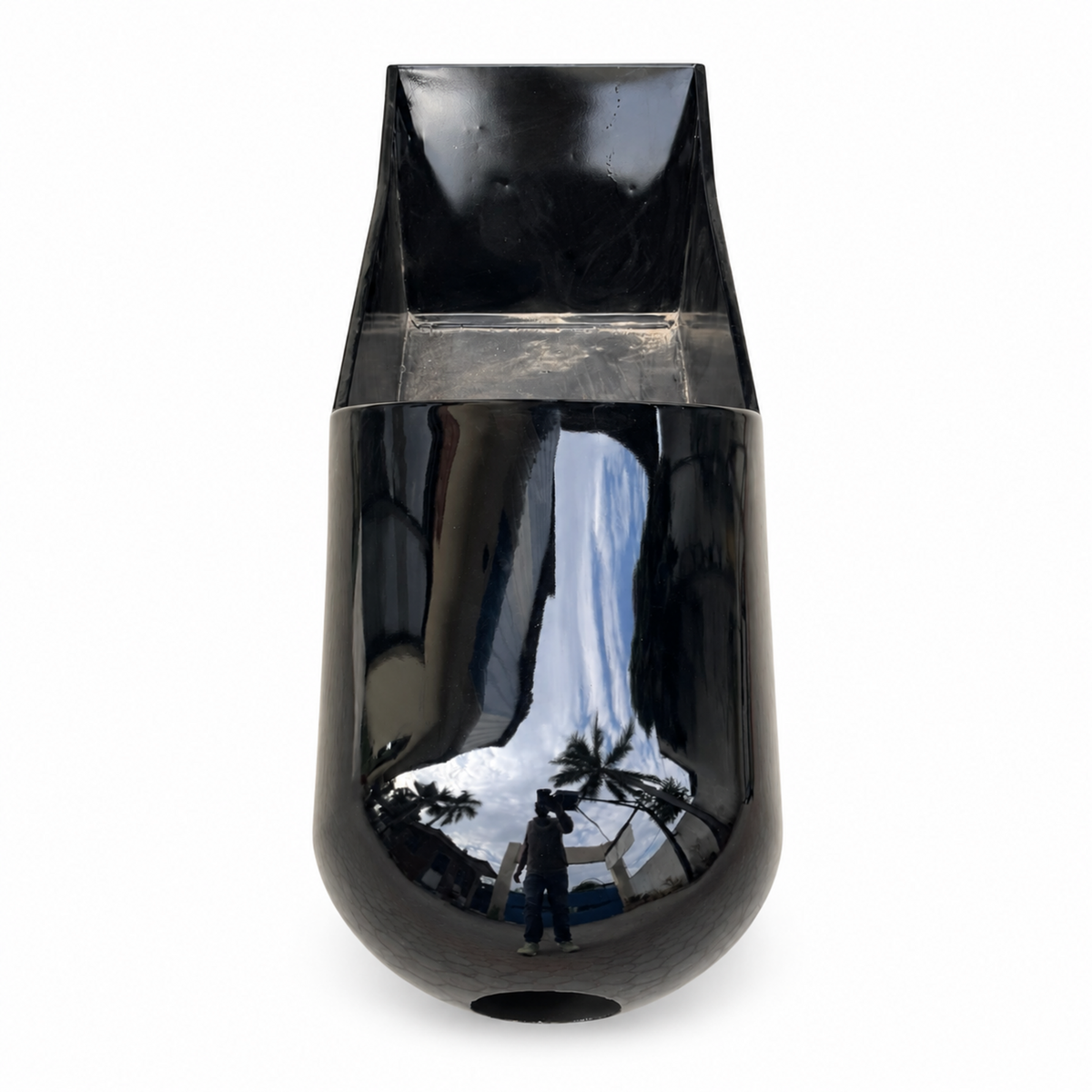 Rocket model black motorcycle sidecar body only, top and rounded front view