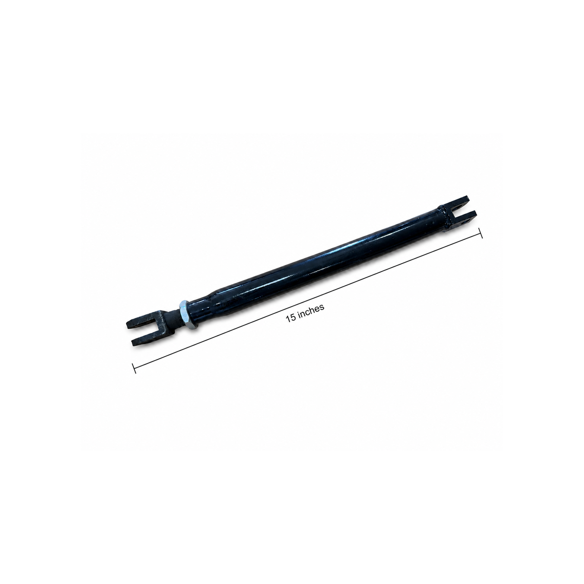 Adjustable motorcycle sidecar long strut shown at its 15-inch shortest length.