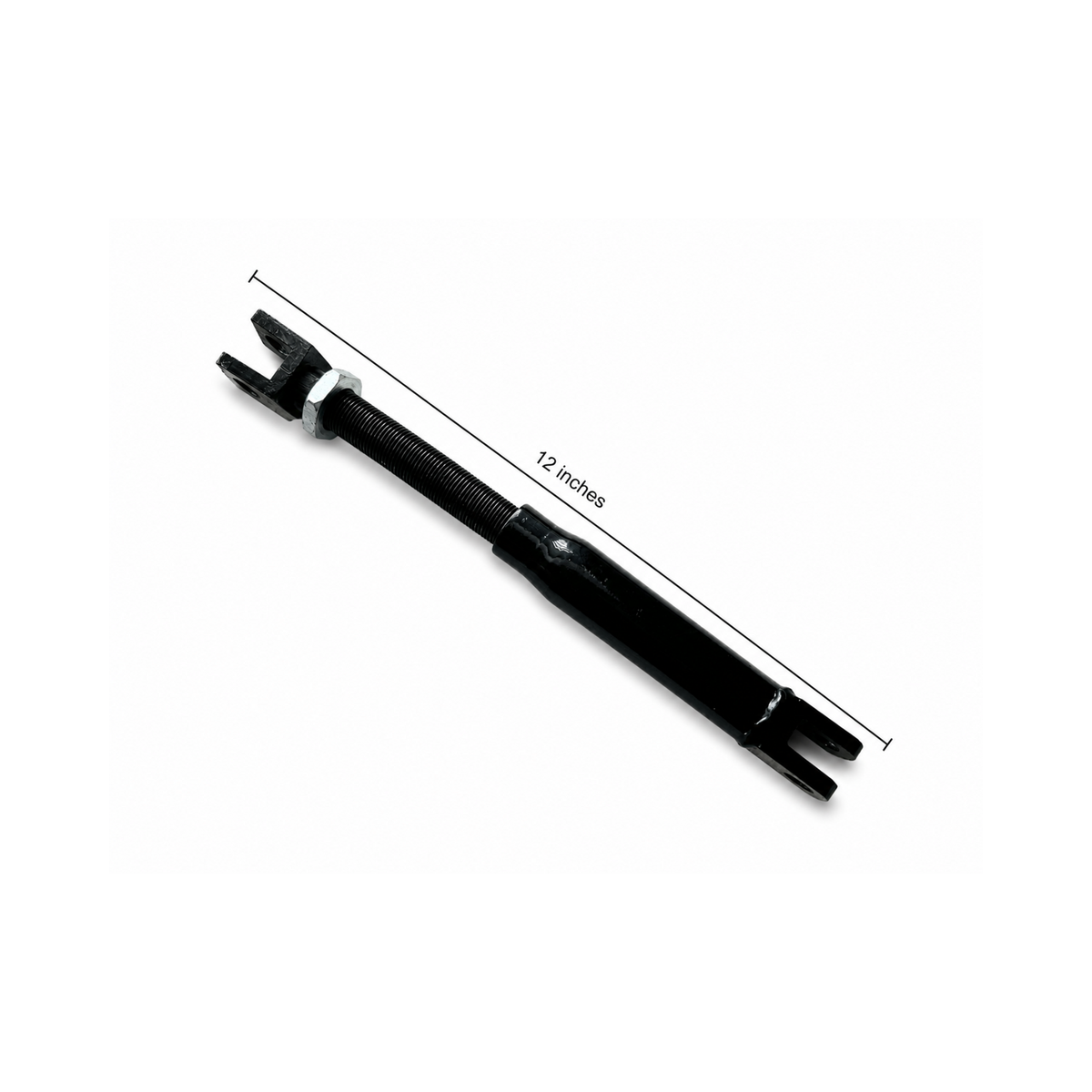 Fully extended adjustable motorcycle sidecar Short Strut with 12-inch overall length measurement.