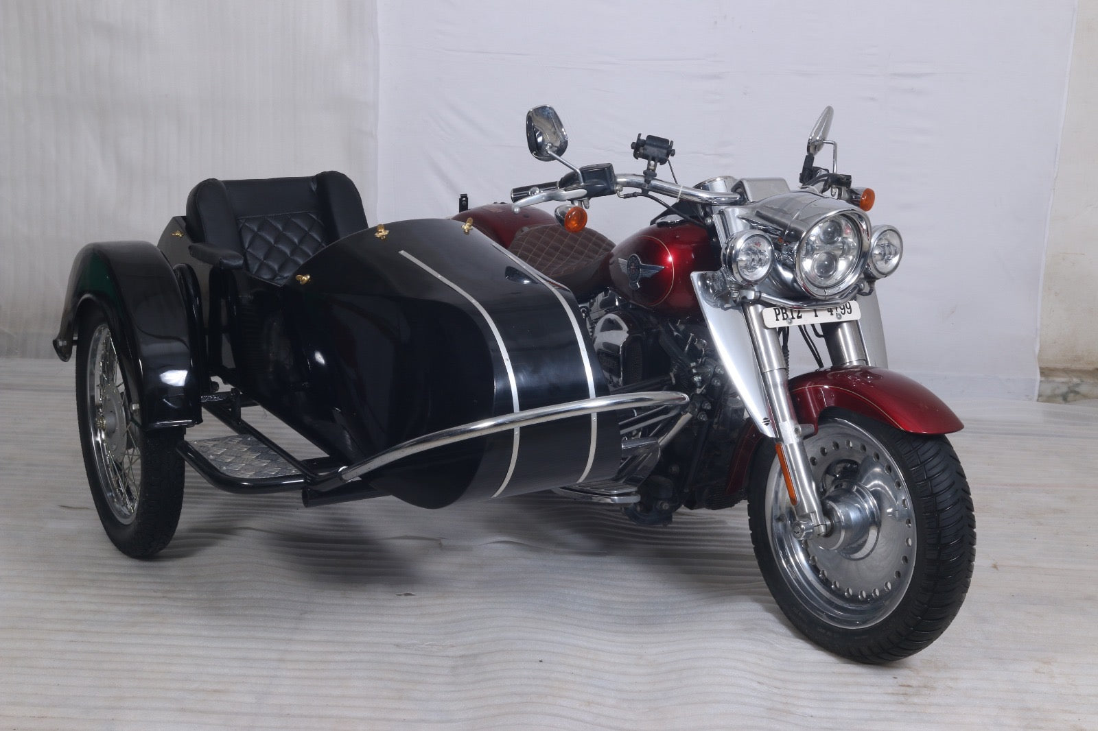 Euro Model motorcycle sidecar in black with European styling - fits Harley Davidson, Honda, Indian
