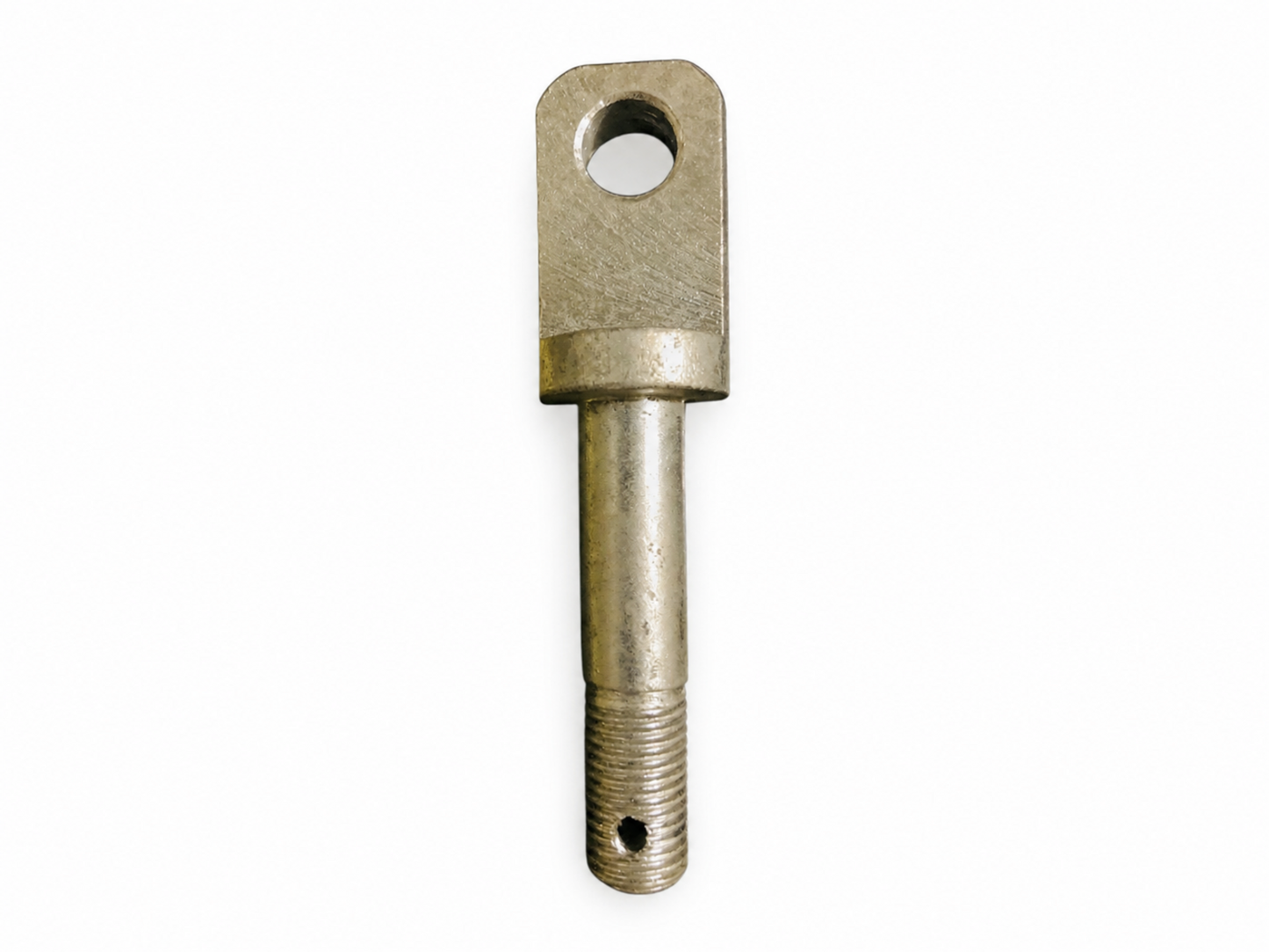 Motorcycle sidecar mounting eye bolt with threaded shaft on a white background.