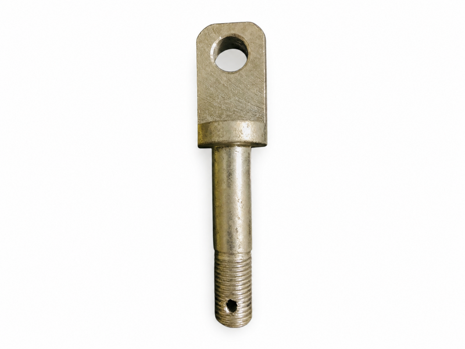 Motorcycle sidecar mounting eye bolt with threaded shaft on a white background.