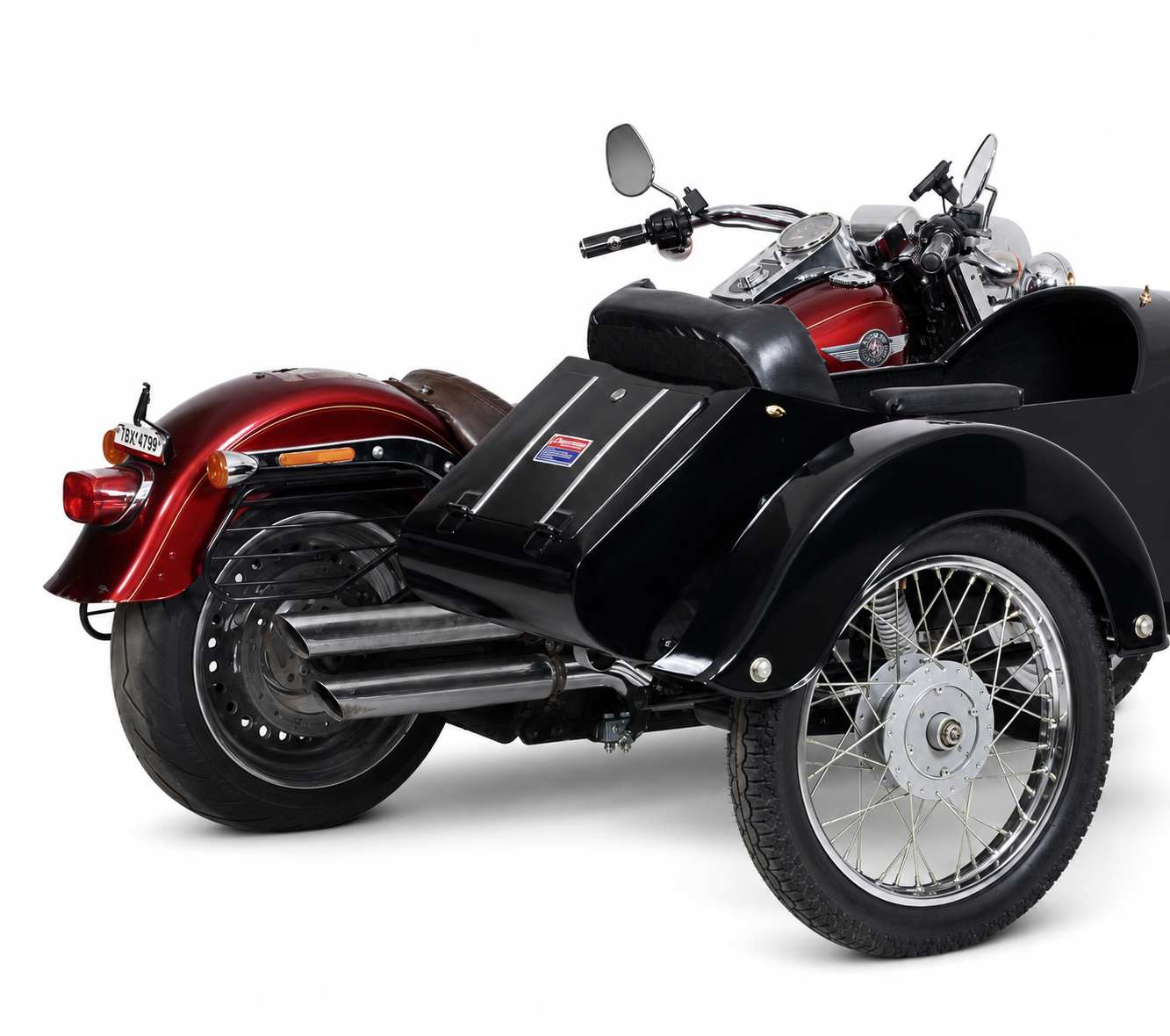 Motorcycle Sidecar-Rocket Model + Universal Mounting Kit | Fits Harley, Honda, Indian, etc.