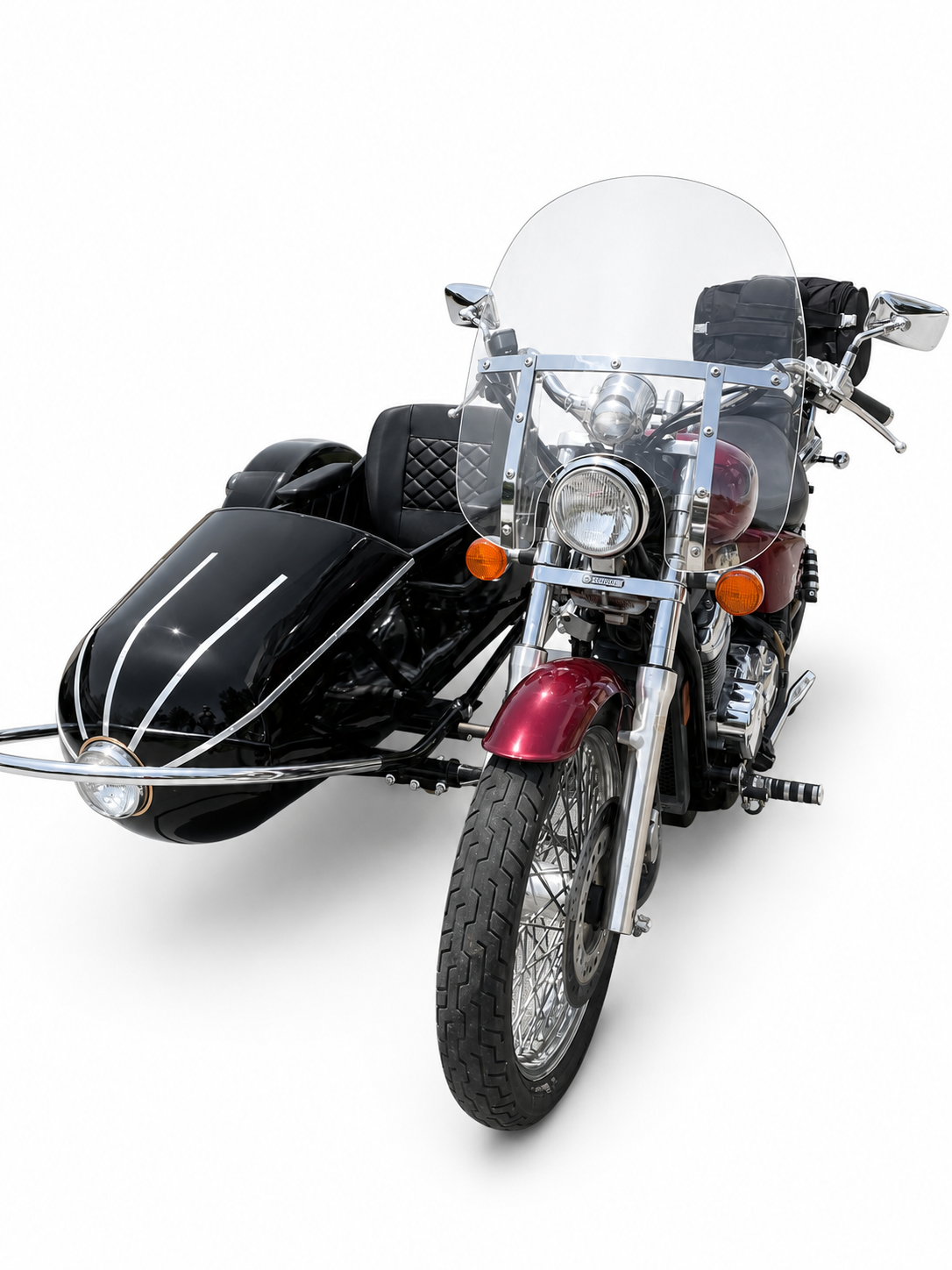Motorcycle Sidecar-Rocket Model + Universal Mounting Kit | Fits Harley, Honda, Indian, etc.