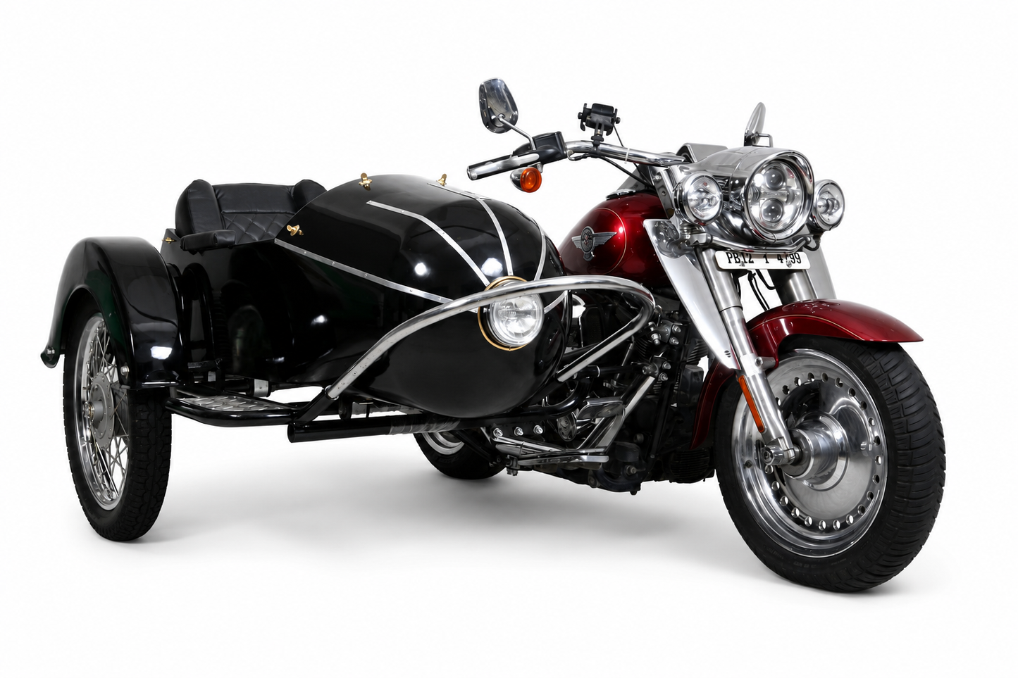 Side profile view of Rocket Model sidecar showing 67 inch steel body and aerodynamic design