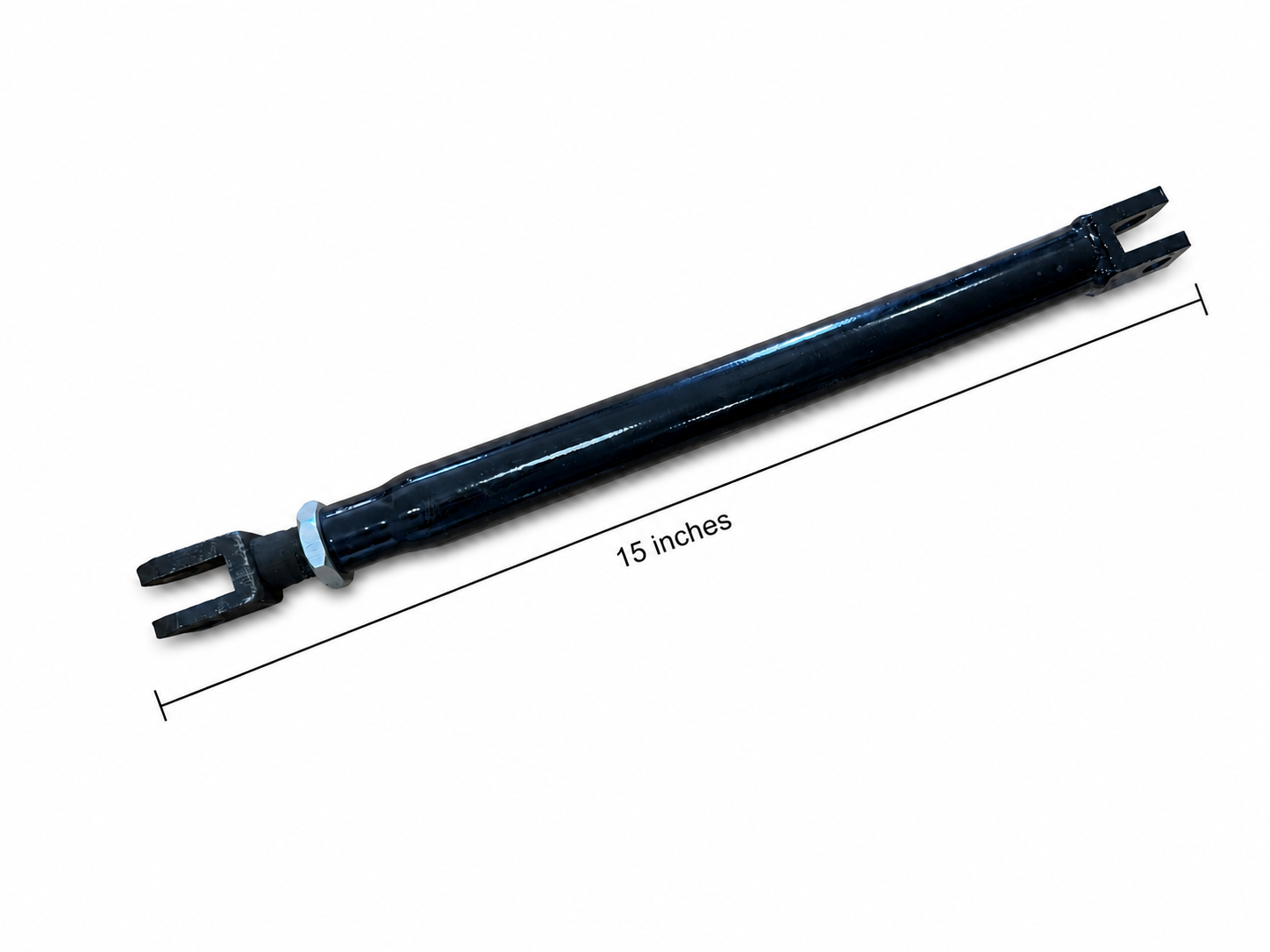Adjustable motorcycle sidecar long strut shown at its 15-inch shortest length.
