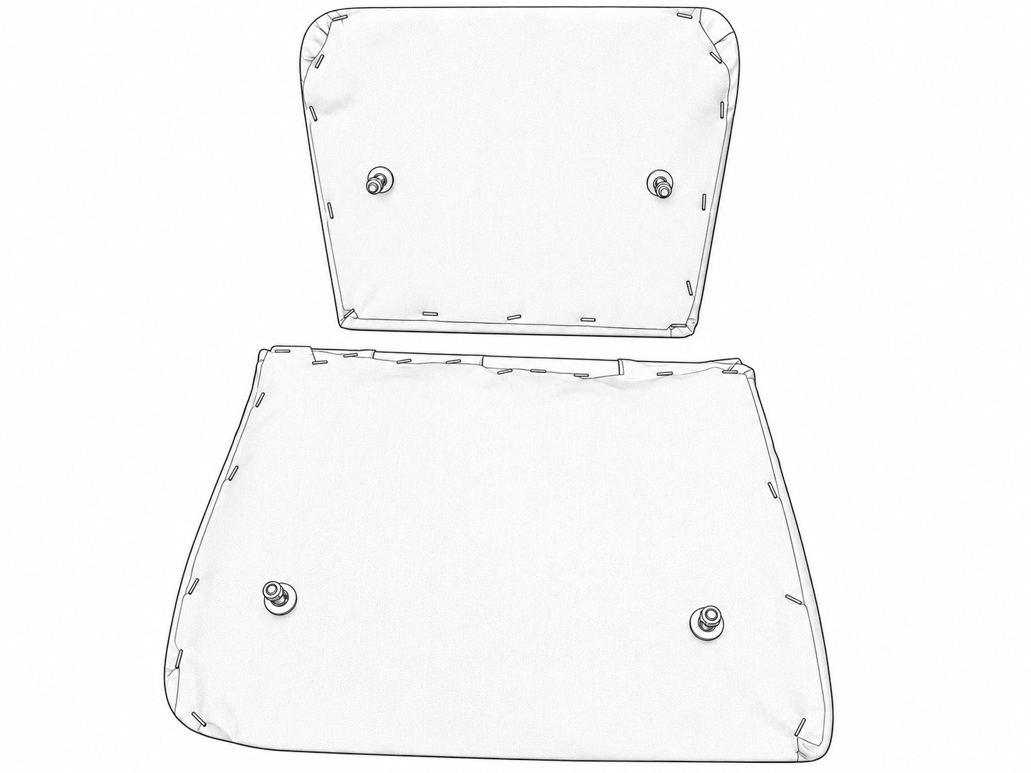 Technical drawing of motorcycle sidecar bottom seat and backrest mounting panels showing installation bolts