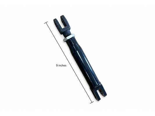 Adjustable motorcycle sidecar Short Strut in its shortest configuration with 9-inch overall length measurement.