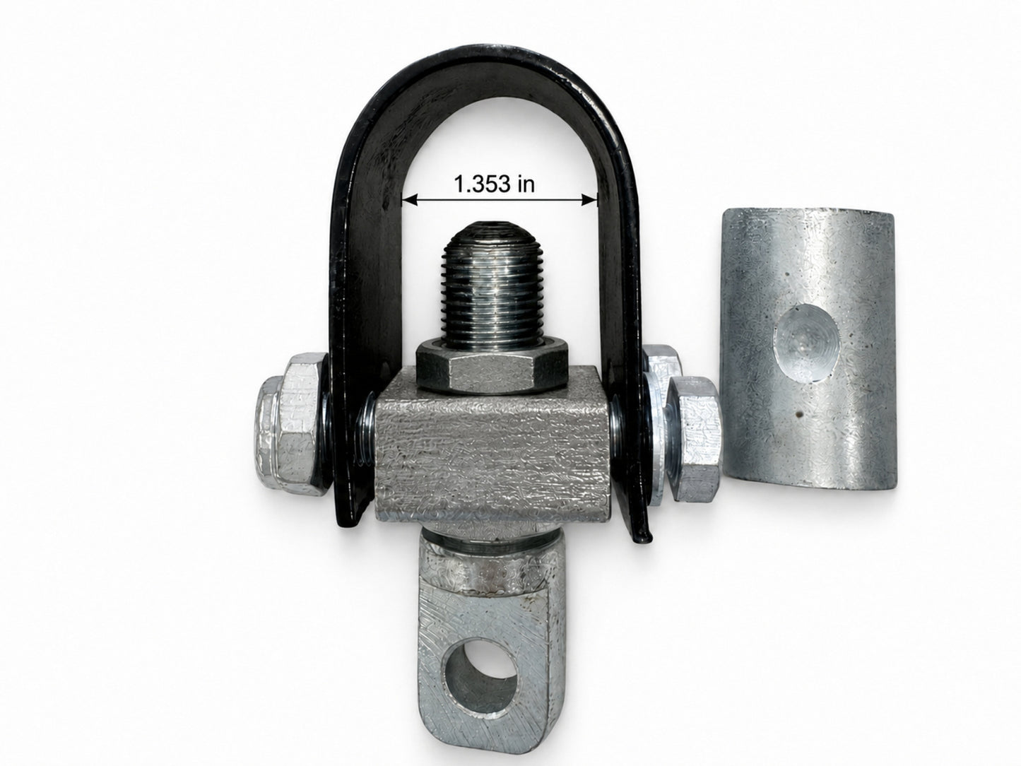 Motorcycle sidecar U-clamp frame mounting bracket shown with tape measure across the