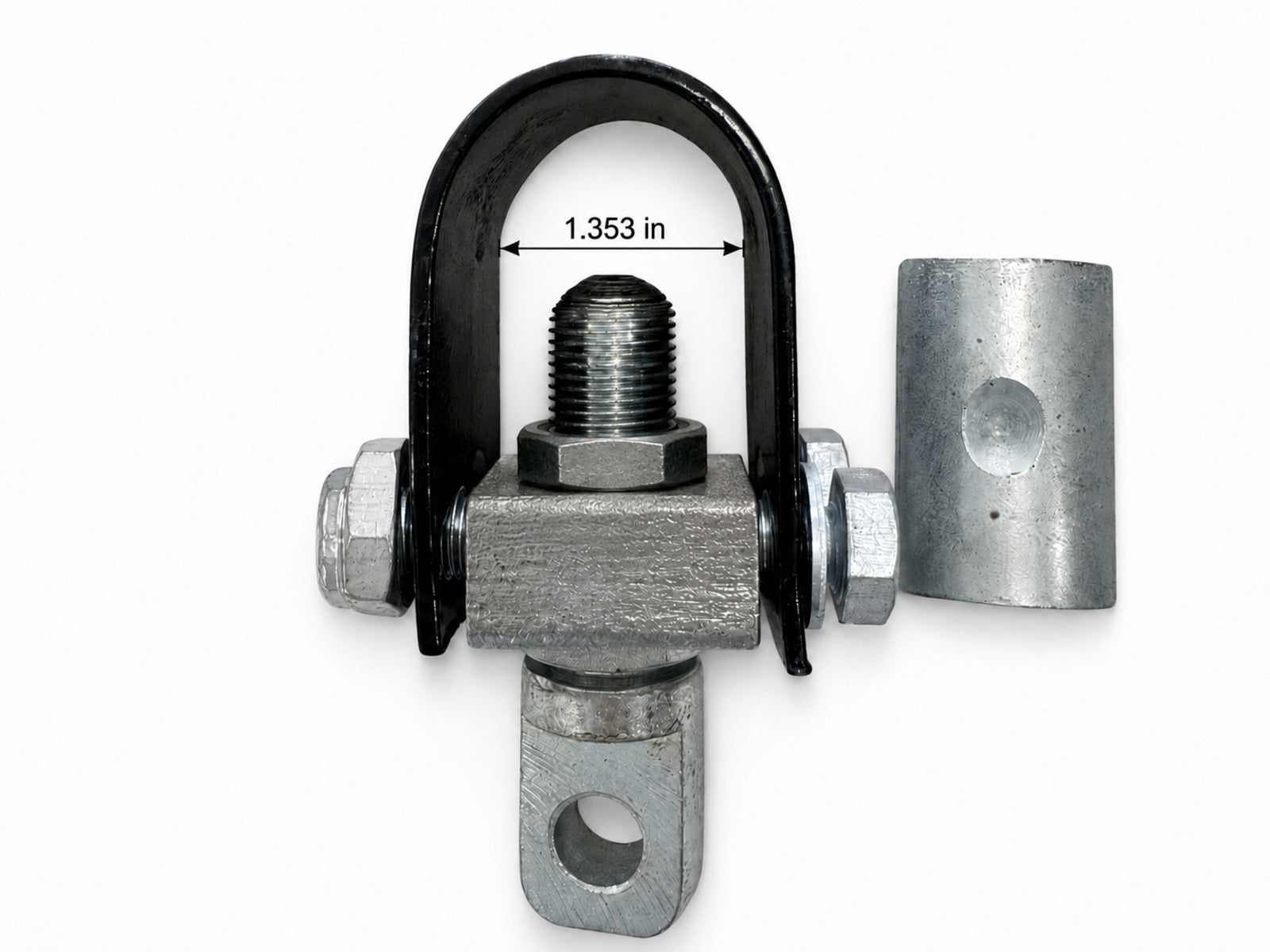 Motorcycle sidecar U-clamp frame mounting bracket shown with tape measure across the