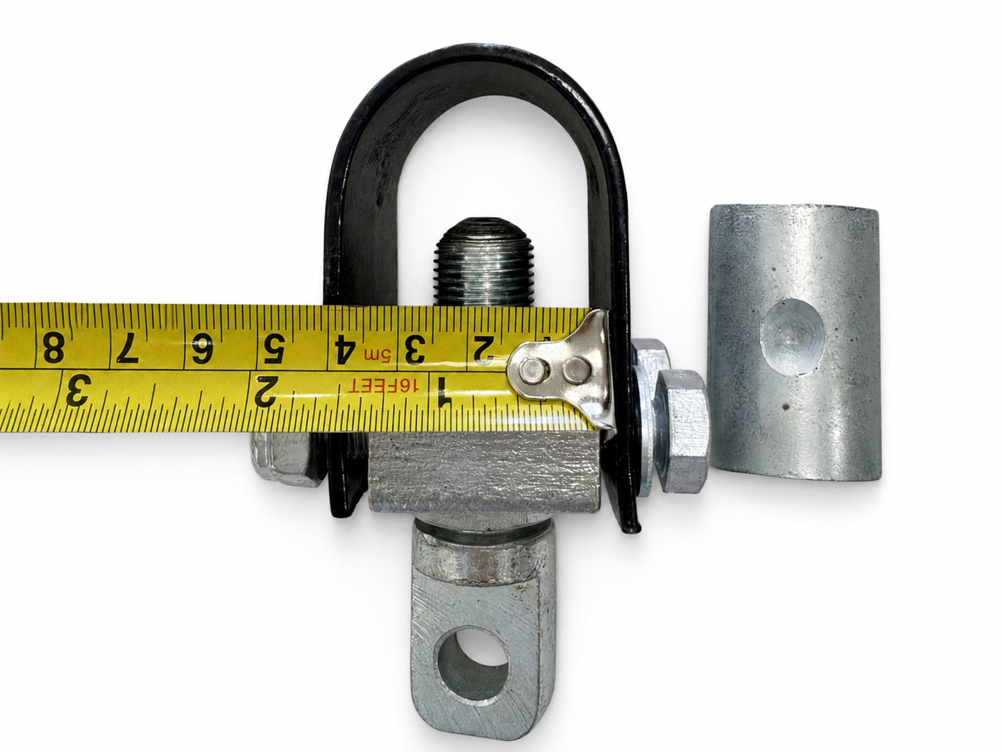 Motorcycle sidecar U-clamp showing a 1.353-inch internal frame opening