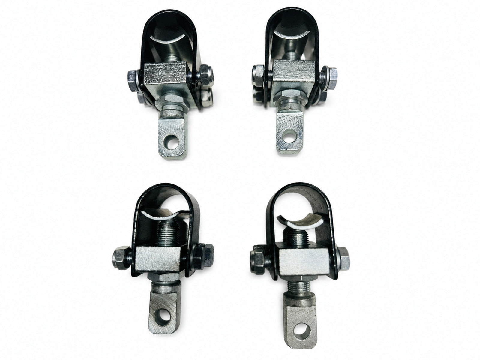 Set of four motorcycle sidecar U-clamp frame mounting brackets with adjustable hardware