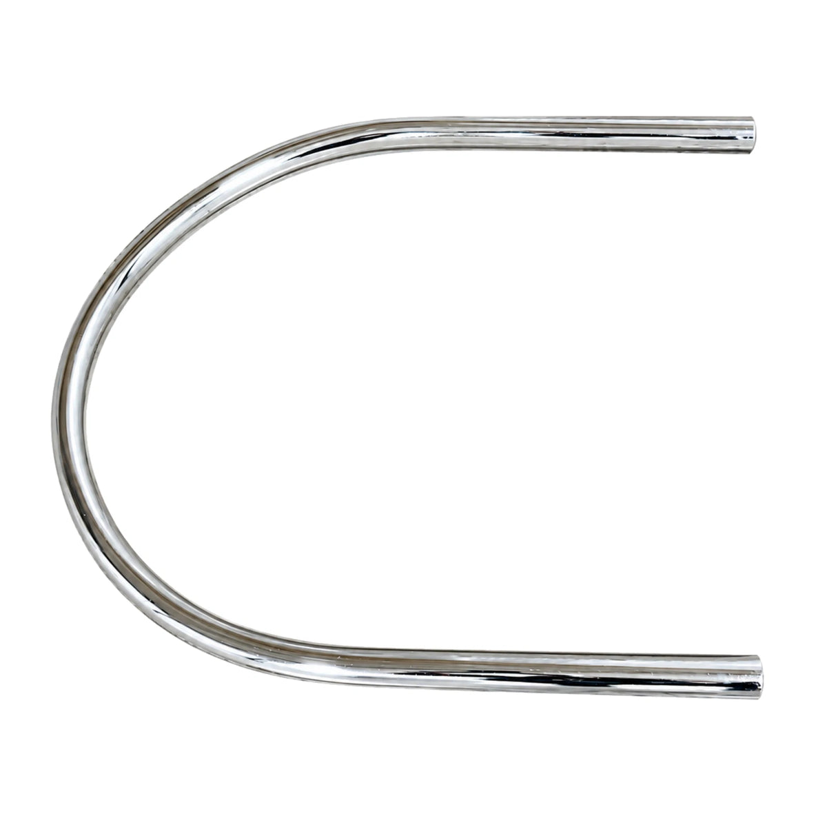 Chrome motorcycle sidecar bumper showing 23-inch width and 23-inch height