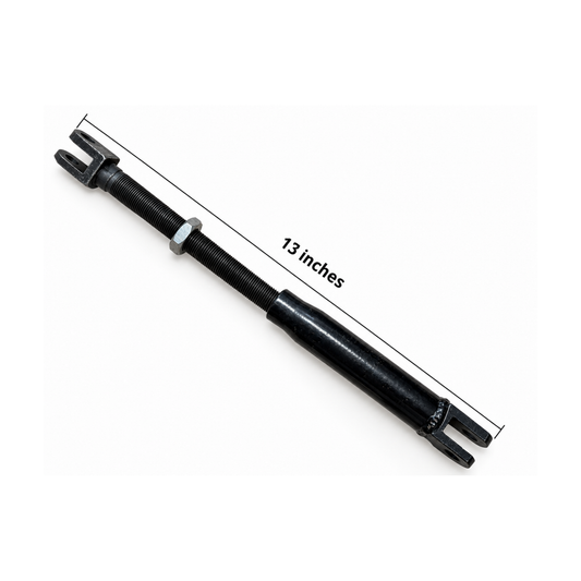 Adjustable motorcycle sidecar Medium Strut in its longest configuration with a 13-inch overall length.
